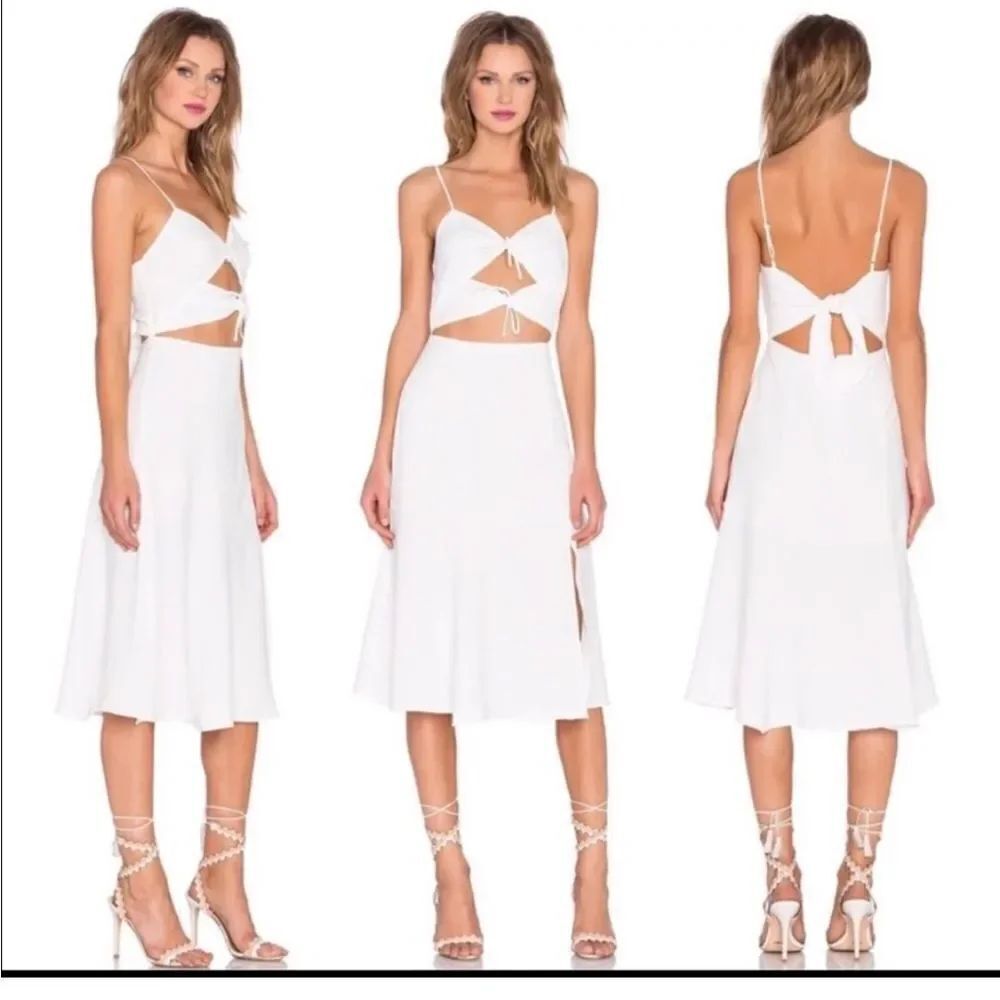NBD REVOLVE Ivory  Midi Dress Sleeveless Straps Open Sz XS